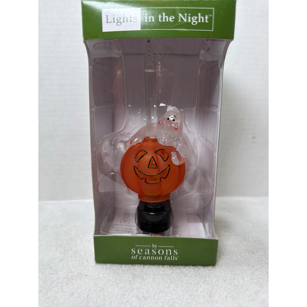 NIB Seasons of Cannon Falls Bubble Night Light Halloween Orange Ghost Pumpkin